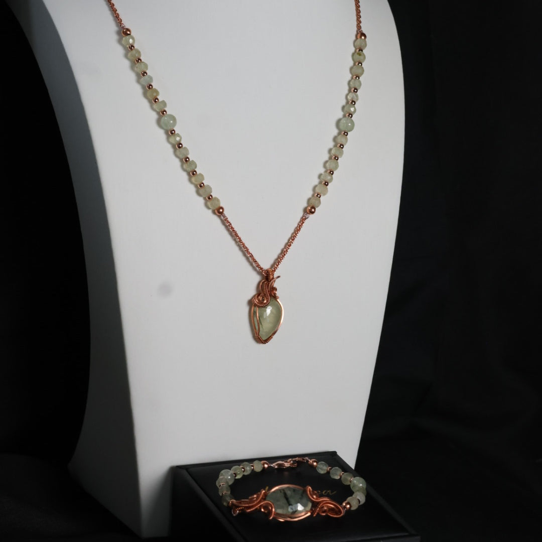 Sage & Stone – Prehnite Copper Necklace + Bracelet