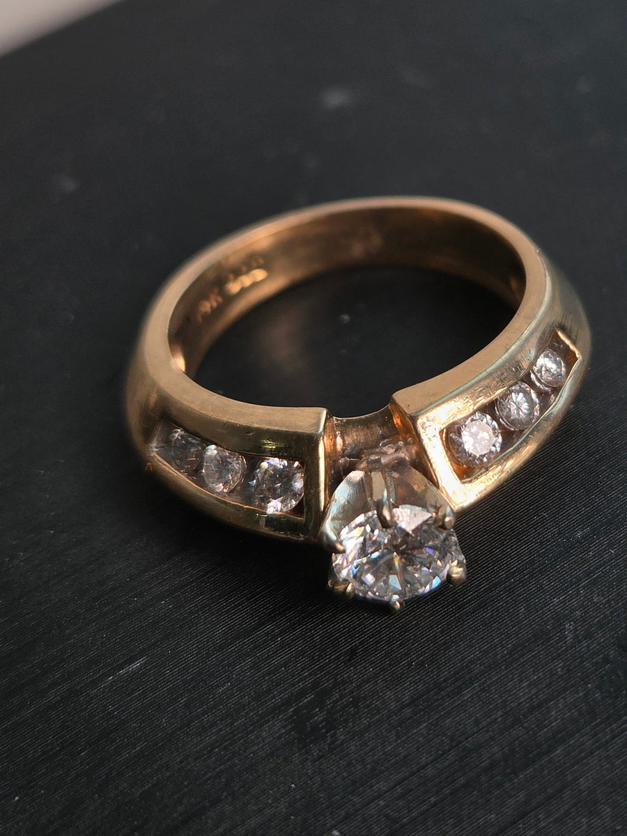 GIA Diamond Channel Set Ring 14K (Knife Edge)
