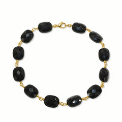 Jewelmak 14K yellow gold and black onyx bracelet-8 Inches