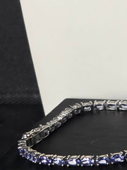 Tanzanite Sterling Silver Tennis Bracelet 8 inches