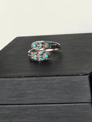 Vintage John & Bonnie Quam sterling silver turquoise wrap ring- sz 6
