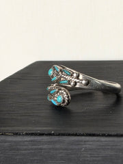 Vintage John & Bonnie Quam sterling silver turquoise wrap ring- sz 6