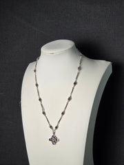 Vintage India Sterling Silver Amethyst & Moonstone Pendant Necklace – 16"