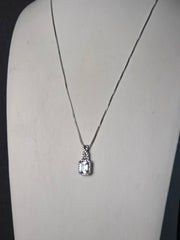 BR Sun Lab Aquamarine & Cubic Zirconia Silver-Tone Pendant Necklace – 18"