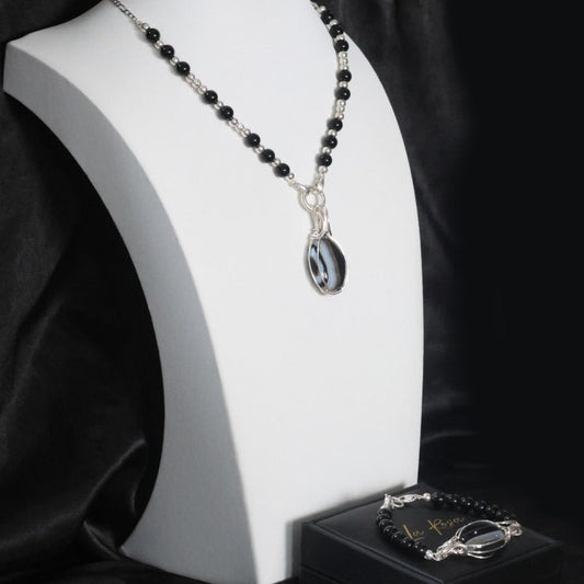 Eclipse Horizon (Banded Onyx) Necklace + Bracelet