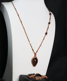 Sable & Sol - Smoky Quartz Copper Neckalce + Bracelet