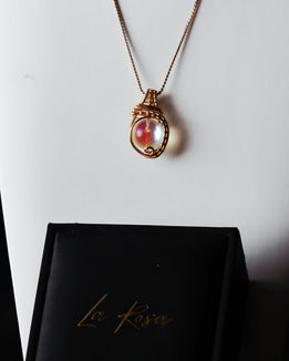 Angel Aurora Quartz Wire Wrap Pendant Necklace