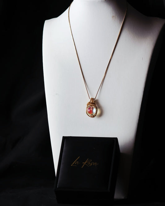 Angel Aurora Quartz Wire Wrap Pendant Necklace