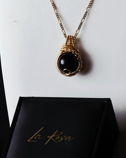 Black Onyx Wire Wrap Pendant Necklace