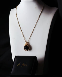 Black Onyx Wire Wrap Pendant Necklace