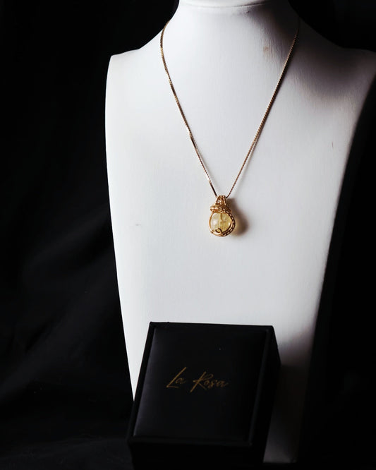 Citrine Wire Wrap Pendant Necklace