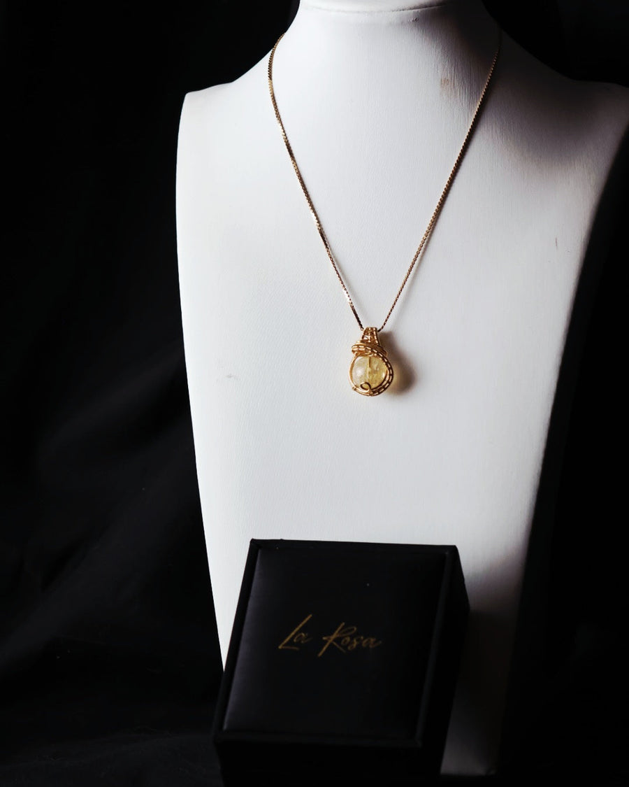 Citrine Wire Wrap Pendant Necklace