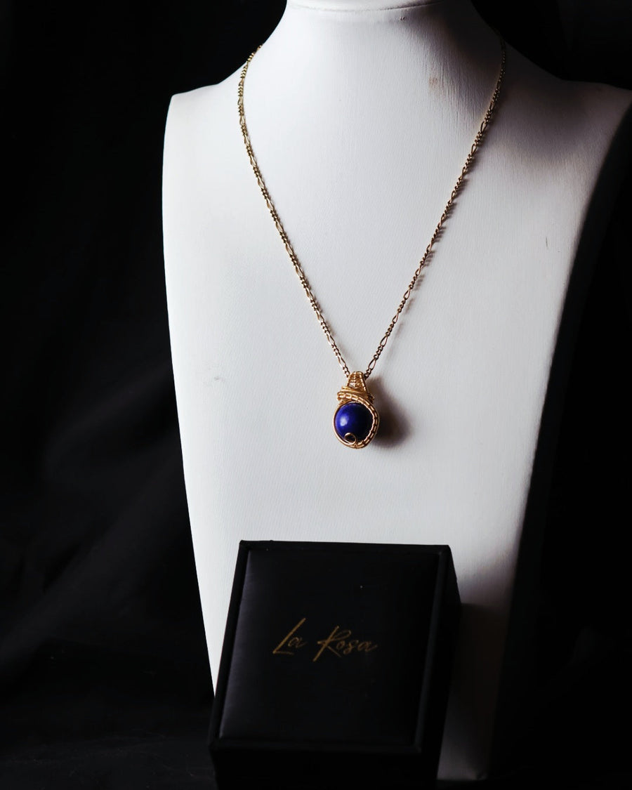 Lapis Lazuli Wire Wrap Pendant Necklace