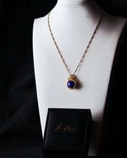 Lapis Lazuli Wire Wrap Pendant Necklace