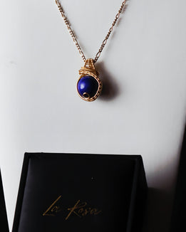 Lapis Lazuli Wire Wrap Pendant Necklace