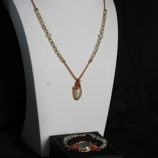 Sage & Stone – Prehnite Copper Necklace + Bracelet