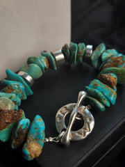 Chunky RLM Studio Robert Lee Morris Sterling Silver Turquoise Toggle Bracelet
