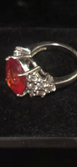 Sterling Silver Fire Opal Oval Statement Ring with Clear Accents – product image 1
