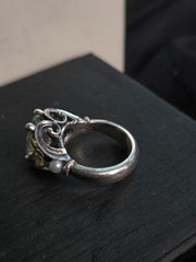Two-Tone Aqua Stone & Pearl Statement Ring