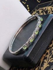 Sterling Silver Green Peridot Gemstone Bangle