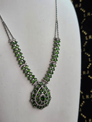 JTV Natural Chrome Diopside & White Zircon Sterling Silver Necklace