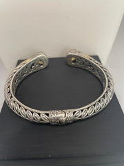 Bali RoManse Silver & 18K Gold Accents Oval Gemstone Hinged Cuff Bracelet – Golden Yellow