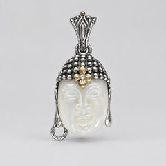 Samuel B. Sterling Silver & 18K Gold Carved Mother of Pearl Buddha Pendant