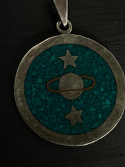 Taxco Mexico 925 sterling silver turquoise inlay celestial pendant