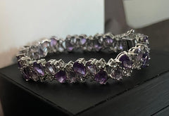 Julianna B sterling silver Rose de France amethyst and created white sapphire bracelet