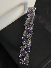 Julianna B sterling silver Rose de France amethyst and created white sapphire bracelet