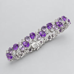 Julianna B sterling silver Rose de France amethyst and created white sapphire bracelet