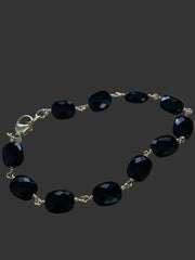 Jewelmak 14K yellow gold and black onyx bracelet-8 Inches