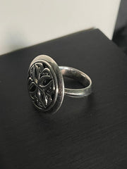 Sterling Silver Floral Medallion Ring – Size 7