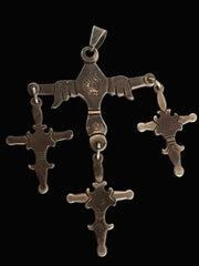 Vintage Taxco Mexico Sterling Silver Articulated Triple Cross Pendant