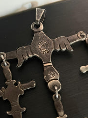 Vintage Taxco Mexico Sterling Silver Articulated Triple Cross Pendant