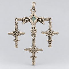Vintage Taxco Mexico Sterling Silver Articulated Triple Cross Pendant
