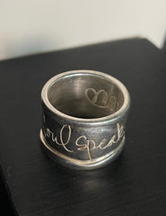 Shawn Killinger “Hear My Soul Speak” Signed Sterling Silver Wide Band Ring – QVC – Size 9