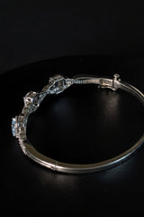 BR SUN Sterling Silver Pale Blue Gemstone & CZ Hinged Bangle – product image 1
