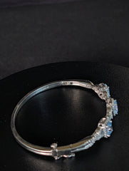 BR SUN Sterling Silver Pale Blue Gemstone & CZ Hinged Bangle – product image 1