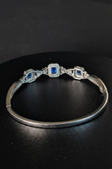 BR SUN Sterling Silver Pale Blue Gemstone & CZ Hinged Bangle – product image 1