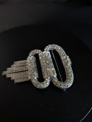 Art Deco Revival Rhinestone Fringe Dress/Fur Clip – CHINA Stamped – product image 1