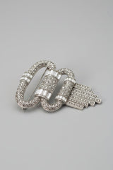 Art Deco Revival Rhinestone Fringe Dress/Fur Clip – CHINA Stamped – product image 1