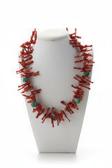 Branch Coral & Turquoise-Coloured Nugget Necklace with Sterling Silver – product image 1