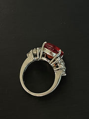 Sterling Silver Fire Opal Oval Statement Ring with Clear Accents – product image 1