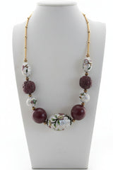 Vintage Cloisonné Floral Beaded Statement Necklace