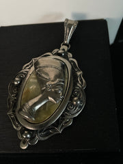 Vintage Sterling Silver Nefertiti Egyptian Revival Pendant – product image 1