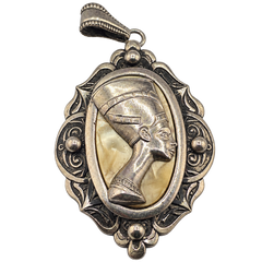 Vintage Sterling Silver Nefertiti Egyptian Revival Pendant