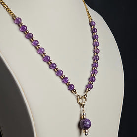 AMETHYST & CHAROITE SIGNATURE NECKLACE IN GOLD