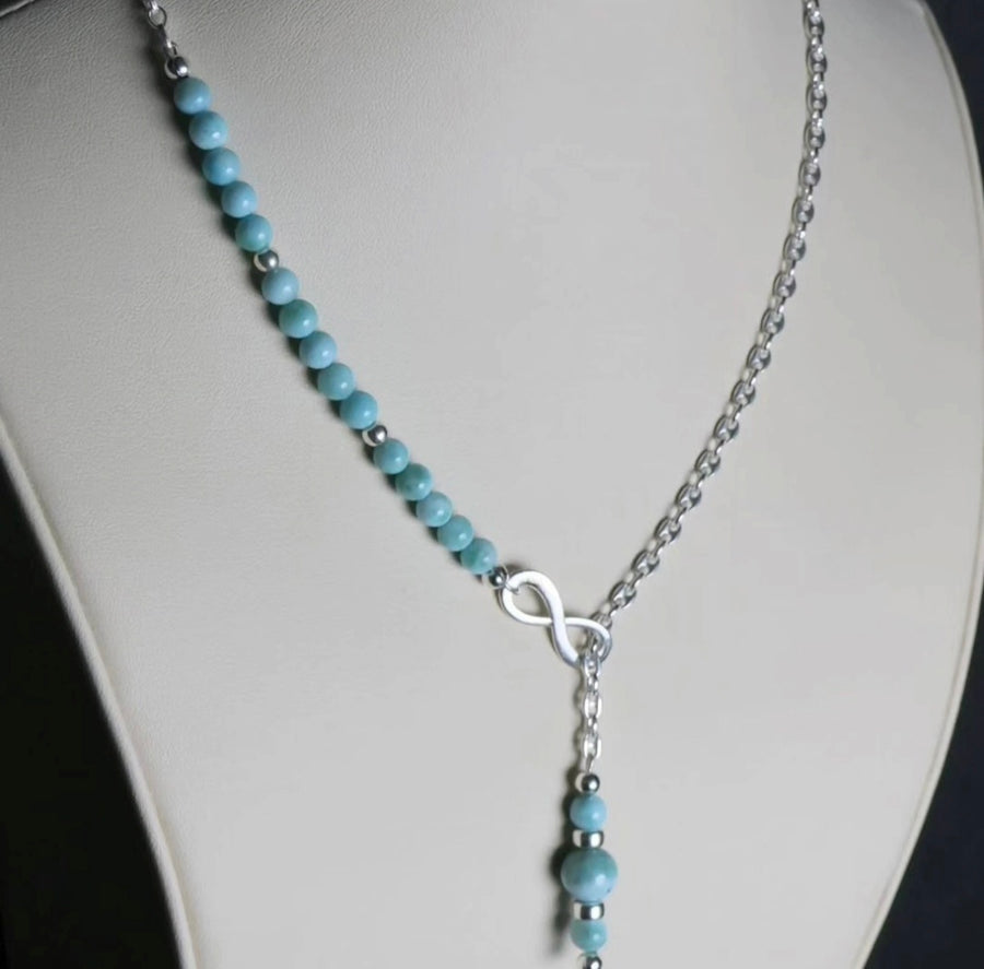 Larimar Infinity Pull Through Necklace