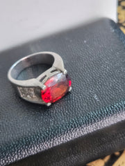 8 ct Natural Fire Garnet Sterling Silver Ring – Size 9 – product image 1